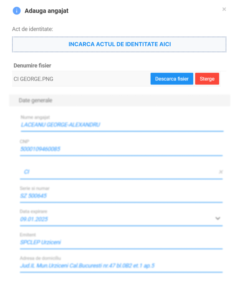 Adding employee by CI scanning