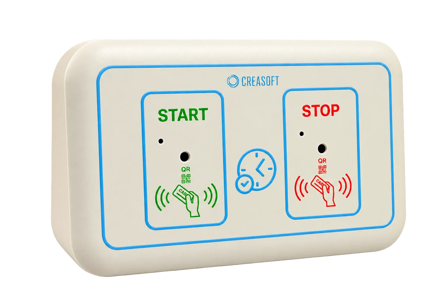 Pontator Creasoft cu zone distincte de pontaj START si STOP pe aceeasi carcasa